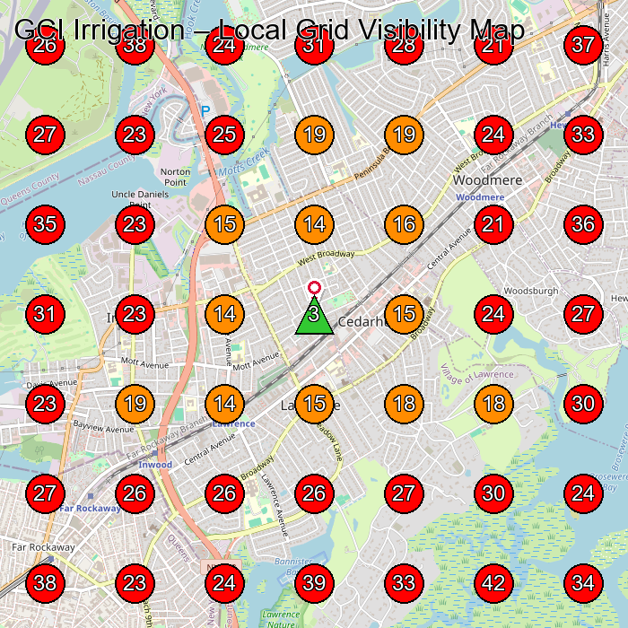 GCI Irrigation GeoGrid visibility map for Landscaper in None